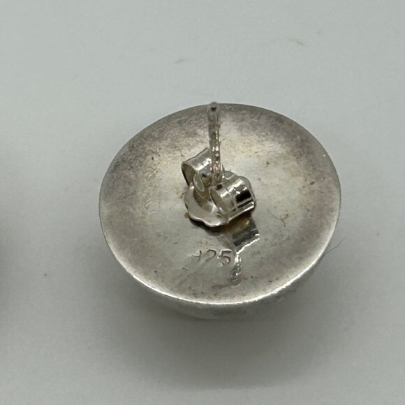 Sterling Silver Stud Earrings Round Lightweight Minimalist Buttin Classic18 mm - Picture 7 of 13